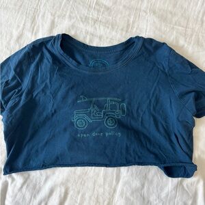 Life Is Good Blue Crop Top with Graphic